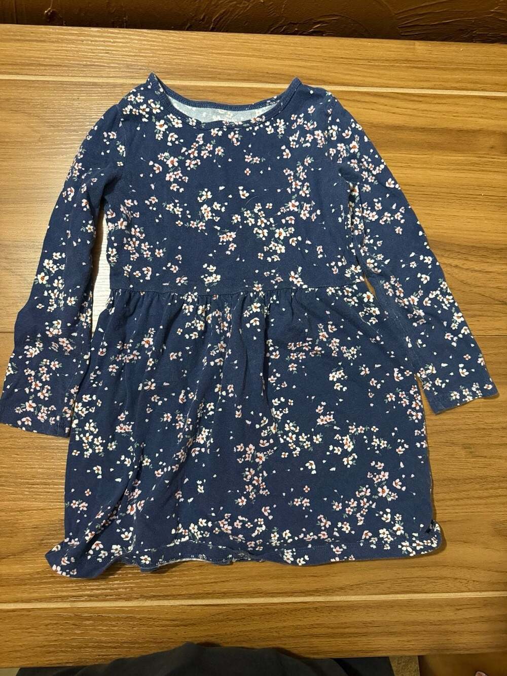 Carter's Floral Long Sleeve Dress Size 6/6X Navy Blue